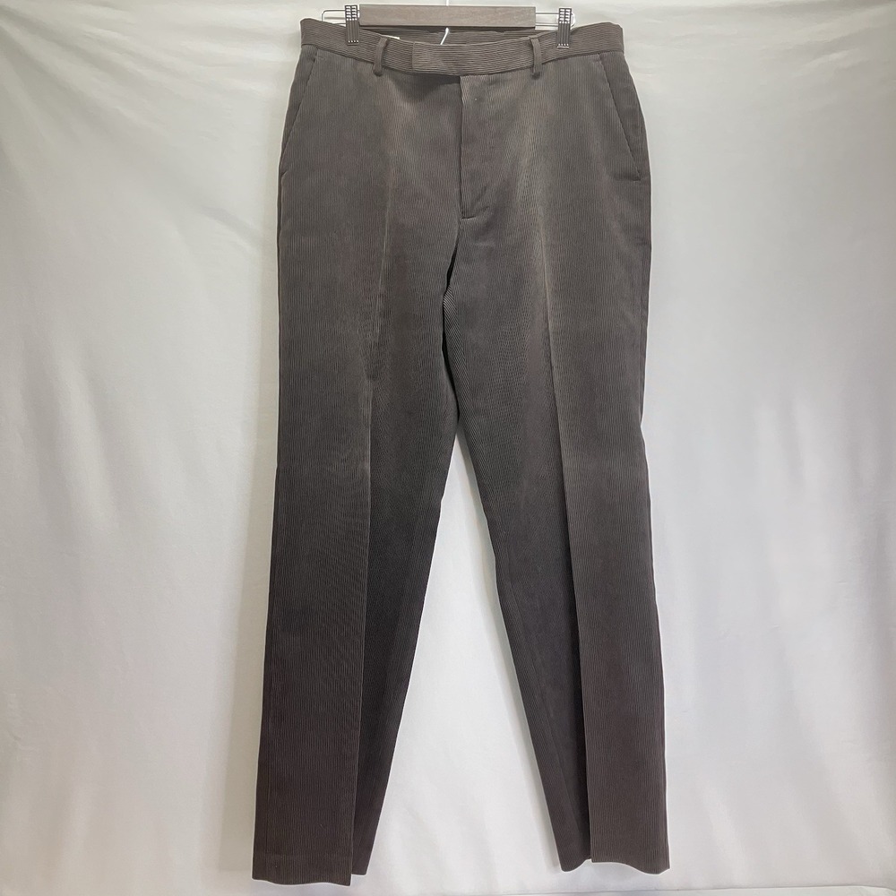 Perry Ellis Mens Brown Vintage Relaxed Straight Leg Corduroy Pants Size 33x32